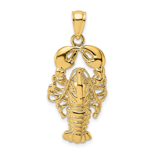 Lex & Lu 14k Yellow Gold 2D Textured Maine Lobster Charm - Lex & Lu