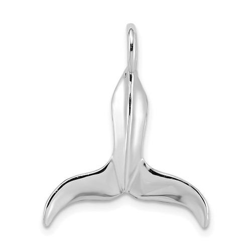 Lex & Lu 14k White Gold 3D Polished Whale Tail Charm - Lex & Lu