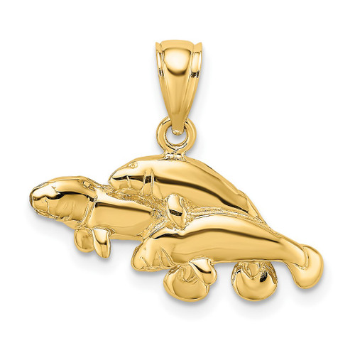 Lex & Lu 14k Yellow Gold Polished Triple Manatee Charm - Lex & Lu