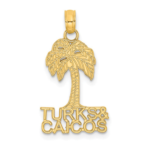 Lex & Lu 14k Yellow Gold TURKS and CAICOS under Palm Tree Charm - Lex & Lu