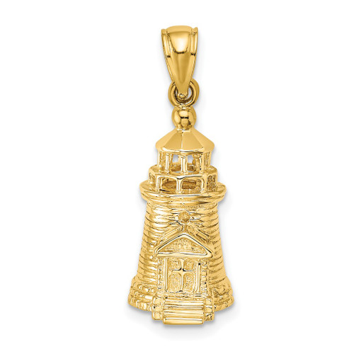 Lex & Lu 14k Yellow Gold 3D Brant Point Lighthouse Nantucket Harbor Charm K7842 - Lex & Lu