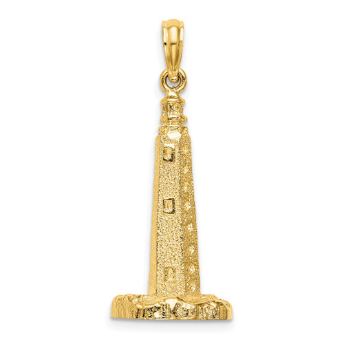 Lex & Lu 14k Yellow Gold 3D CAPE HENLOPEN Lighthouse, DE Charm - Lex & Lu