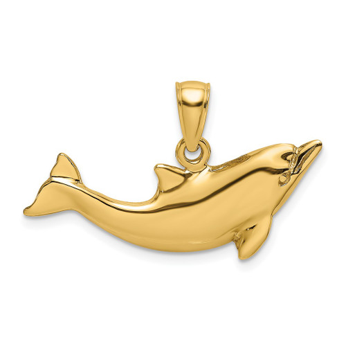 Lex & Lu 14k Yellow Gold 2D Polished Dolphin Charm - Lex & Lu