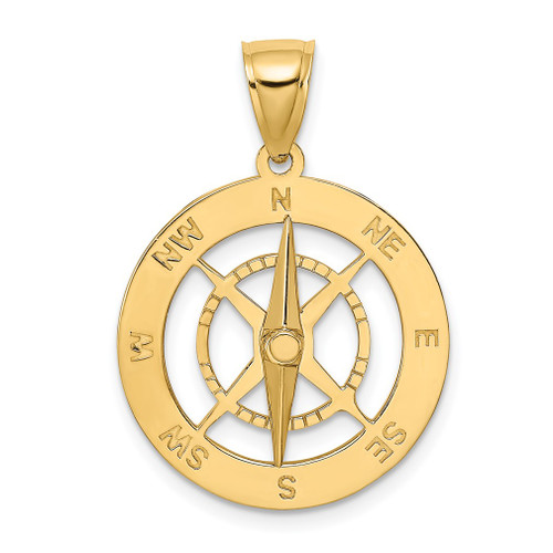 Lex & Lu 14k Yellow Gold Nautical Compass w/Moveable Needle Charm - Lex & Lu