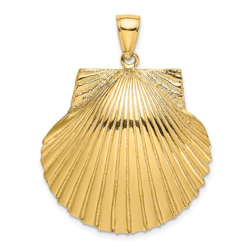 Lex & Lu 14k Yellow Gold 3D Textured Scallop Shell Charm - Lex & Lu