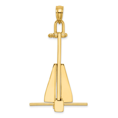 Lex & Lu 14k Yellow Gold 3D Moveable Danforth Anchor Charm - Lex & Lu