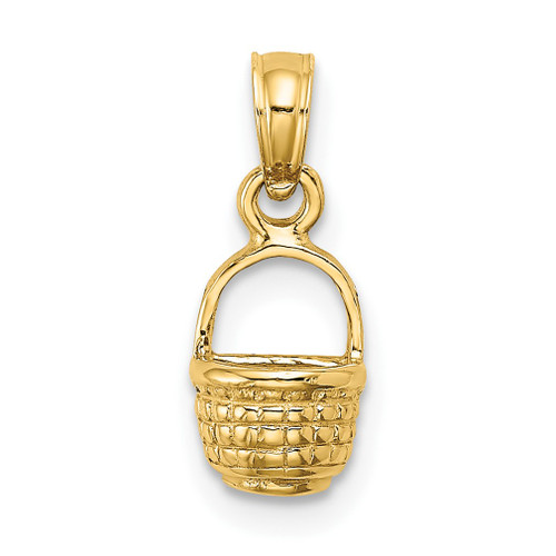 Lex & Lu 14k Yellow Gold 2D Flat Back Mini Basket Charm - Lex & Lu