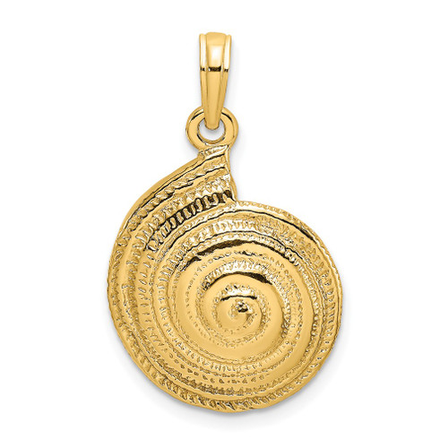 Lex & Lu 14k Yellow Gold 2D Textured Pearl Troca Spiral Charm - Lex & Lu