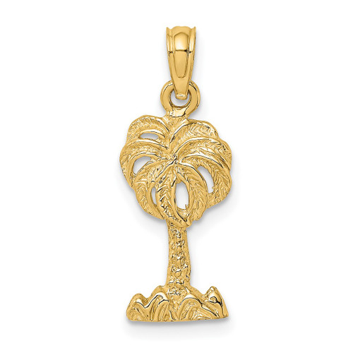 Lex & Lu 14k Yellow Gold 2D Palm Tree Charm - Lex & Lu