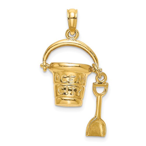 Lex & Lu 14k Yellow Gold Ocean City Bucket w/Shovel Charm - Lex & Lu