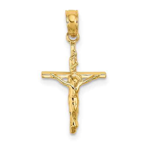 Lex & Lu 14k Yellow Gold Small Polished Crucifix Charm - Lex & Lu