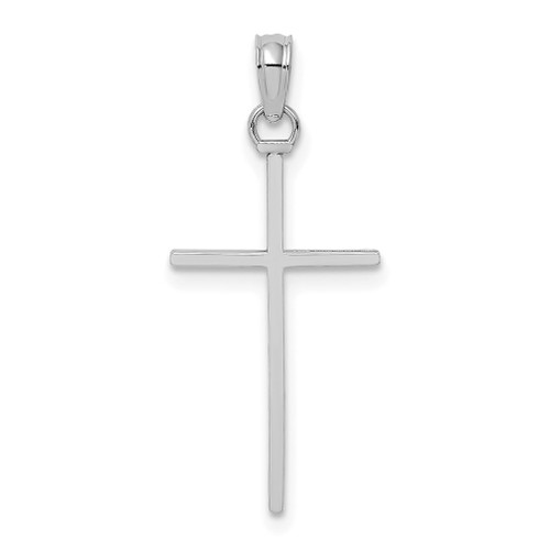 Lex & Lu 14k White Gold 3D and Polished STICK Cross Charm - Lex & Lu