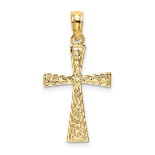 Lex & Lu 14k Yellow Gold Engraved Cross w/Flared Tips Charm - Lex & Lu