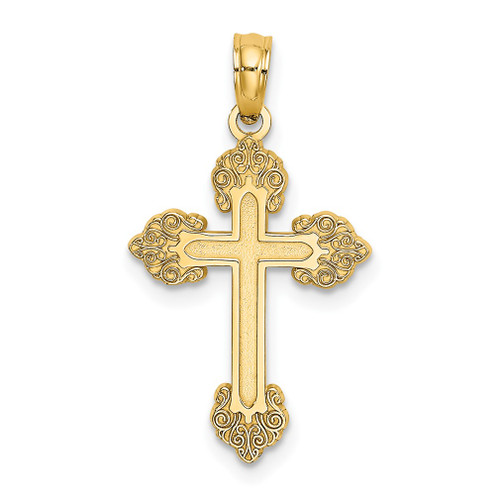 Lex & Lu 14k Yellow Gold Polished and Textured Fancy Cross Charm - Lex & Lu