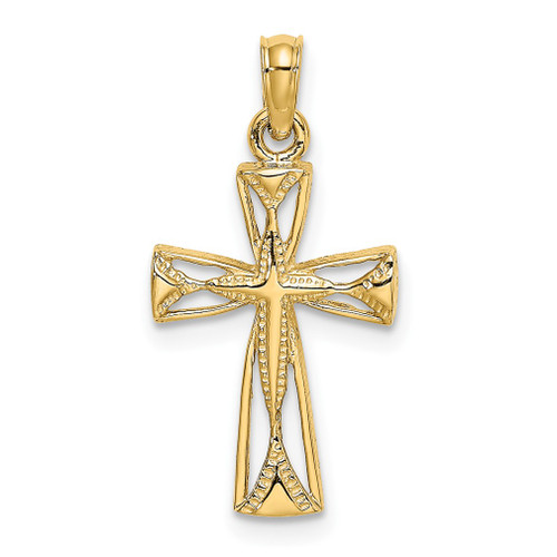 Lex & Lu 14k Yellow Gold Cut-Out Cross w/Triangle Ends Charm - Lex & Lu