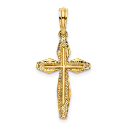 Lex & Lu 14k Yellow Gold Polished and Textured Cross Charm LALK8456 - Lex & Lu