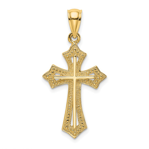 Lex & Lu 14k Yellow Gold Beaded Cross Charm LALK8484 - Lex & Lu