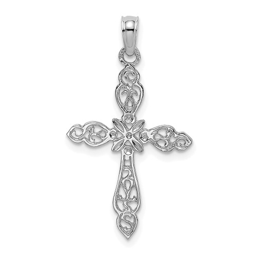 Lex & Lu 14k White Gold Polished and Cut-Out Cross Charm LALK8494W - Lex & Lu