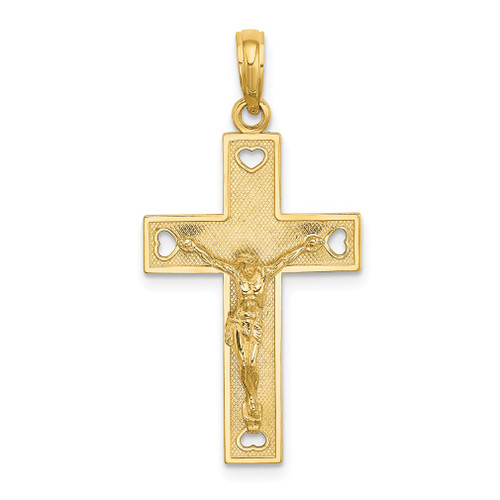 Lex & Lu 14k Yellow Gold Cut-Out Heart I Love Jesus Crucifix Charm - Lex & Lu