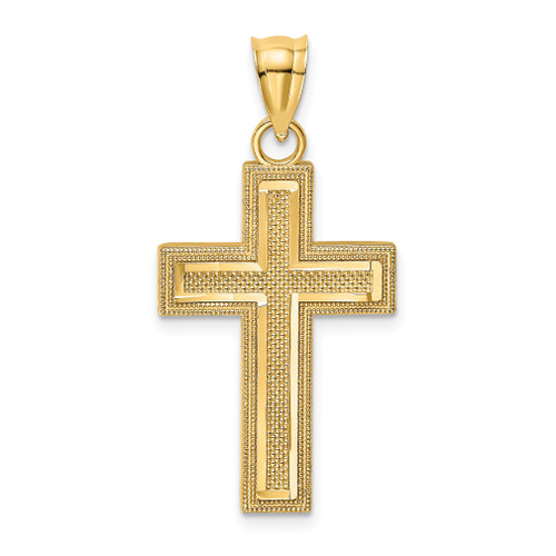 Lex & Lu 14k Yellow Gold D/C Block Cross Charm LALK8567 - Lex & Lu