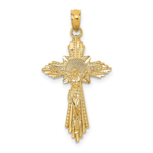 Lex & Lu 14k Yellow Gold D/C Crucifix Charm - Lex & Lu