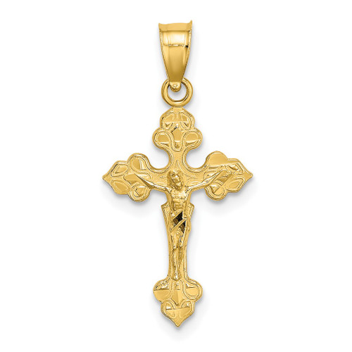 Lex & Lu 14k Yellow Gold Crucifix w/Fancy Tips Charm LALK8586 - Lex & Lu