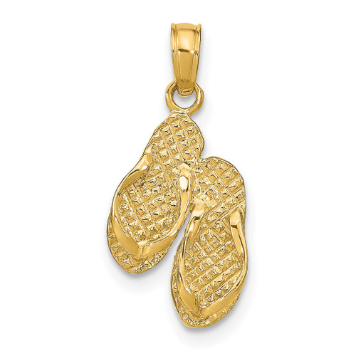 Lex & Lu 14k Yellow Gold Marco Island Reversible Flip Flops Pendant - Lex & Lu