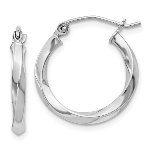 Lex & Lu Sterling Silver w/Rhodium Twisted Hoop Earrings LAL23993 - Lex & Lu