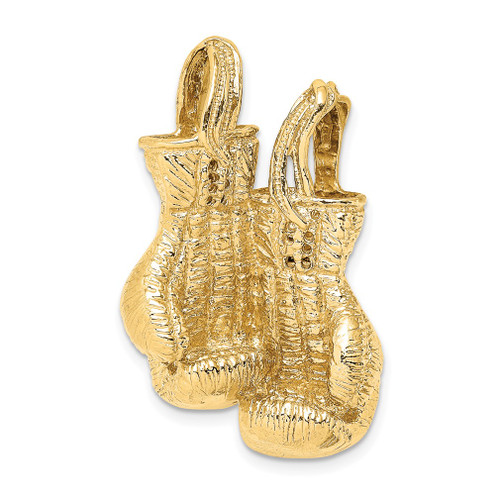 Lex & Lu 14k Yellow Gold 3D and Textured Double Boxing Gloves Charm - Lex & Lu