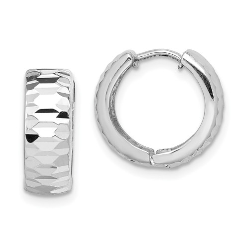 Lex & Lu Sterling Silver w/Rhodium Textured Hinged Hoop Earrings LAL24000 - Lex & Lu
