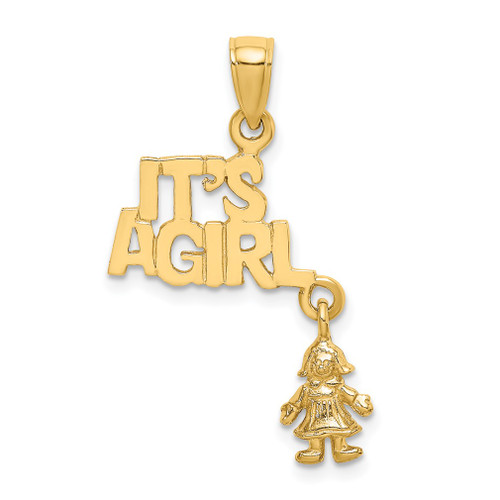 Lex & Lu 14k Yellow Gold Moveable IT's A GIRL with Doll Charm - Lex & Lu