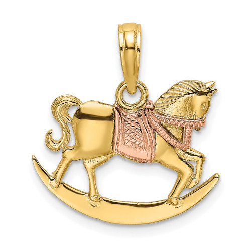 Lex & Lu 14k Two-tone Gold 2D Rocking Horse w/Saddle Charm - Lex & Lu