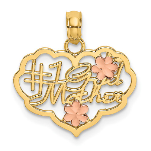 Lex & Lu 14k Two-tone Gold and D/C #1 GOD MOTHER In Heart Charm - Lex & Lu