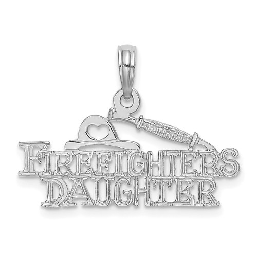 Lex & Lu 14k White Gold Firefighter's Daughter Pendant - Lex & Lu