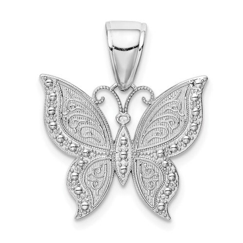 Lex & Lu 14k White Gold Butterfly Pendant - Lex & Lu