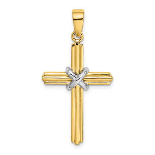 Lex & Lu 14 Yellow Gold w/Rhodiumw/X Center Charm - Lex & Lu