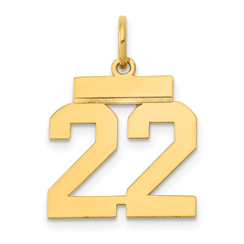 Lex & Lu 14k Yellow Gold Small Polished Number 22 Charm - Lex & Lu