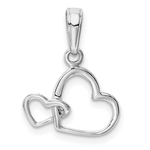 Lex & Lu 14k White Gold Polished Intertwined Double Heart Pendant - Lex & Lu