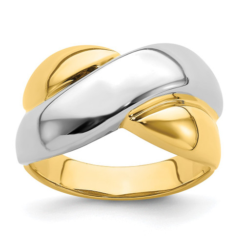 Lex & Lu 14k Yellow Gold Two-Tone Polished X Dome Ring Size 7 - Lex & Lu