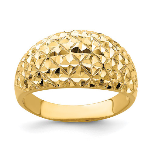 Lex & Lu 14k Yellow Gold Marquise D/C Pattern Dome Ring Size 7 - Lex & Lu
