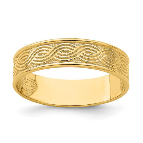 Lex & Lu 14k Yellow Gold Wave Engraved Thumb Ring Size 9 - Lex & Lu