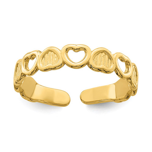 Lex & Lu 14k Yellow Gold Adjustable Heart Toe Ring - Lex & Lu