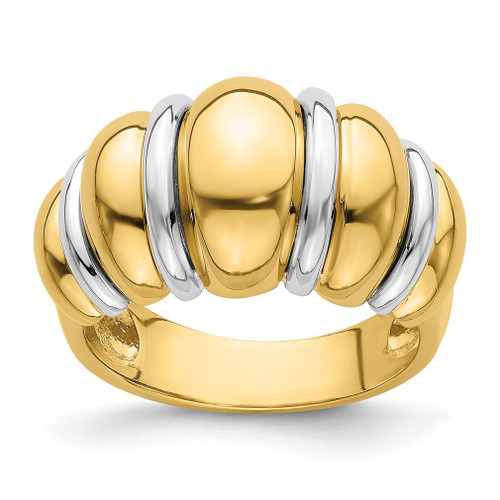 Lex & Lu 14 Yellow Gold w/RhodiumShrimp Dome Ring Size 7 - Lex & Lu