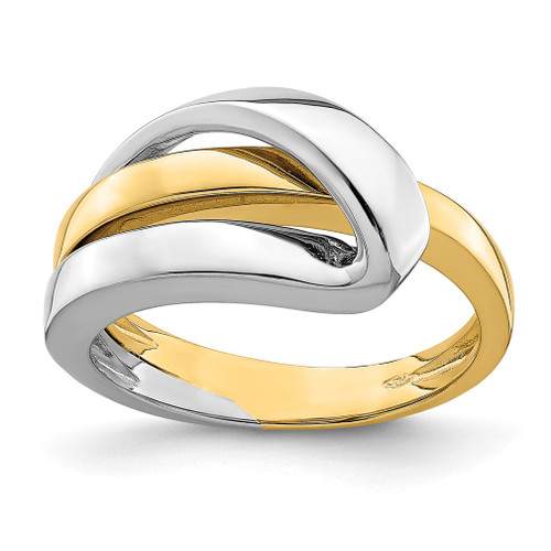 Lex & Lu 14k Two-tone Gold Polished w/Folded Design Band Ring Size 7 - Lex & Lu