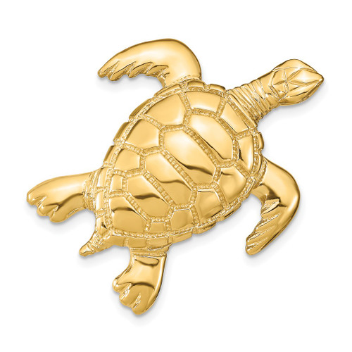 Lex & Lu 14k Yellow Gold Polished and 2D Sea Turtle Slide - Lex & Lu