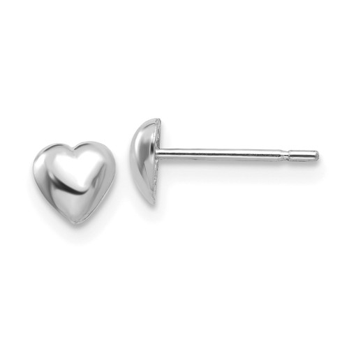 Lex & Lu 14k White Gold Polished Heart Post Earrings - Lex & Lu