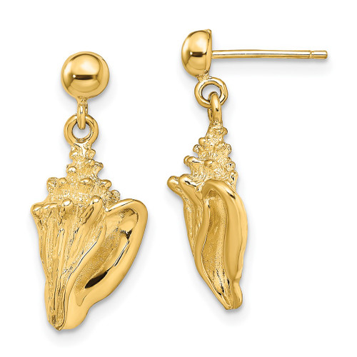 Lex & Lu 14k Yellow Gold Conch Shell Dangle Earrings LALTE816 - Lex & Lu