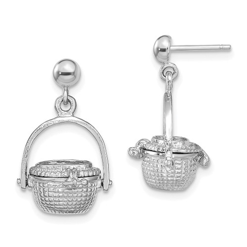 Lex & Lu 14k White Gold 3D Nantucket Basket Dangle Earrings - Lex & Lu