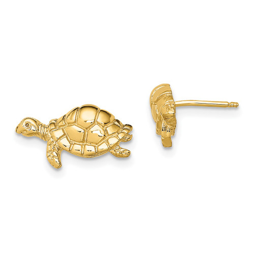 Lex & Lu 14k Yellow Gold Polished Swimming Sea Turtle Post Earrings - Lex & Lu