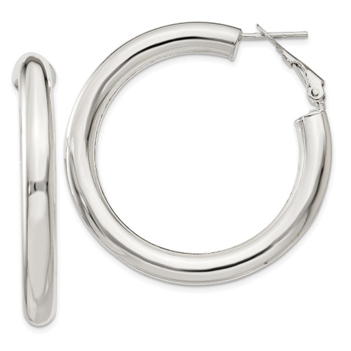 Lex & Lu Sterling Silver Omega Back Hoop Earrings LAL24116 - Lex & Lu